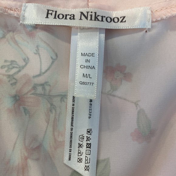 Flora Nikrooz Matte Charmeuse Pink Floral Kimono Robe Size M/L - Picture 10 of 14